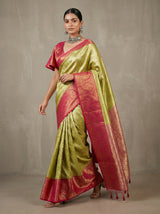 MIMOSA Olive Kanjivaram Art Silk Saree — pose 7 styling detail