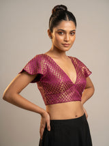 MIMOSA Olive Kanjivaram Art Silk Saree — blouse close-up
