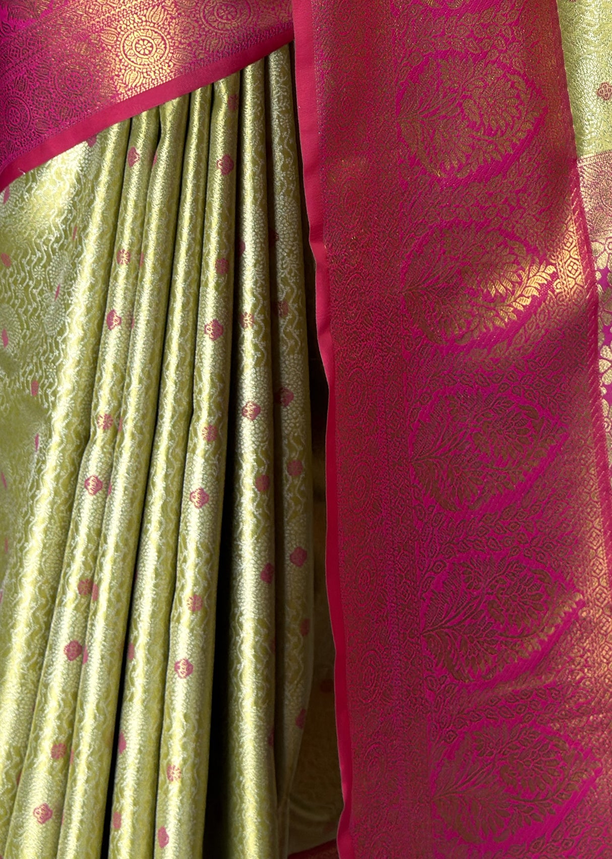MIMOSA Olive Kanjivaram Art Silk Saree — fleets shot full lifestyle