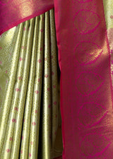 MIMOSA Olive Kanjivaram Art Silk Saree — fleets shot full lifestyle