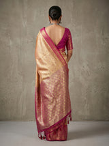 MIMOSA Orange Kanjivaram Art Silk Saree — Blouse Fabric