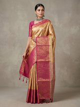 MIMOSA Orange Kanjivaram Art Silk Saree — pose 5 styling detail