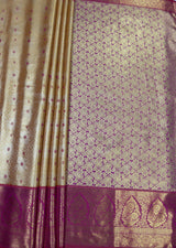 MIMOSA Orange Kanjivaram Art Silk Saree — pallu and zari work detail