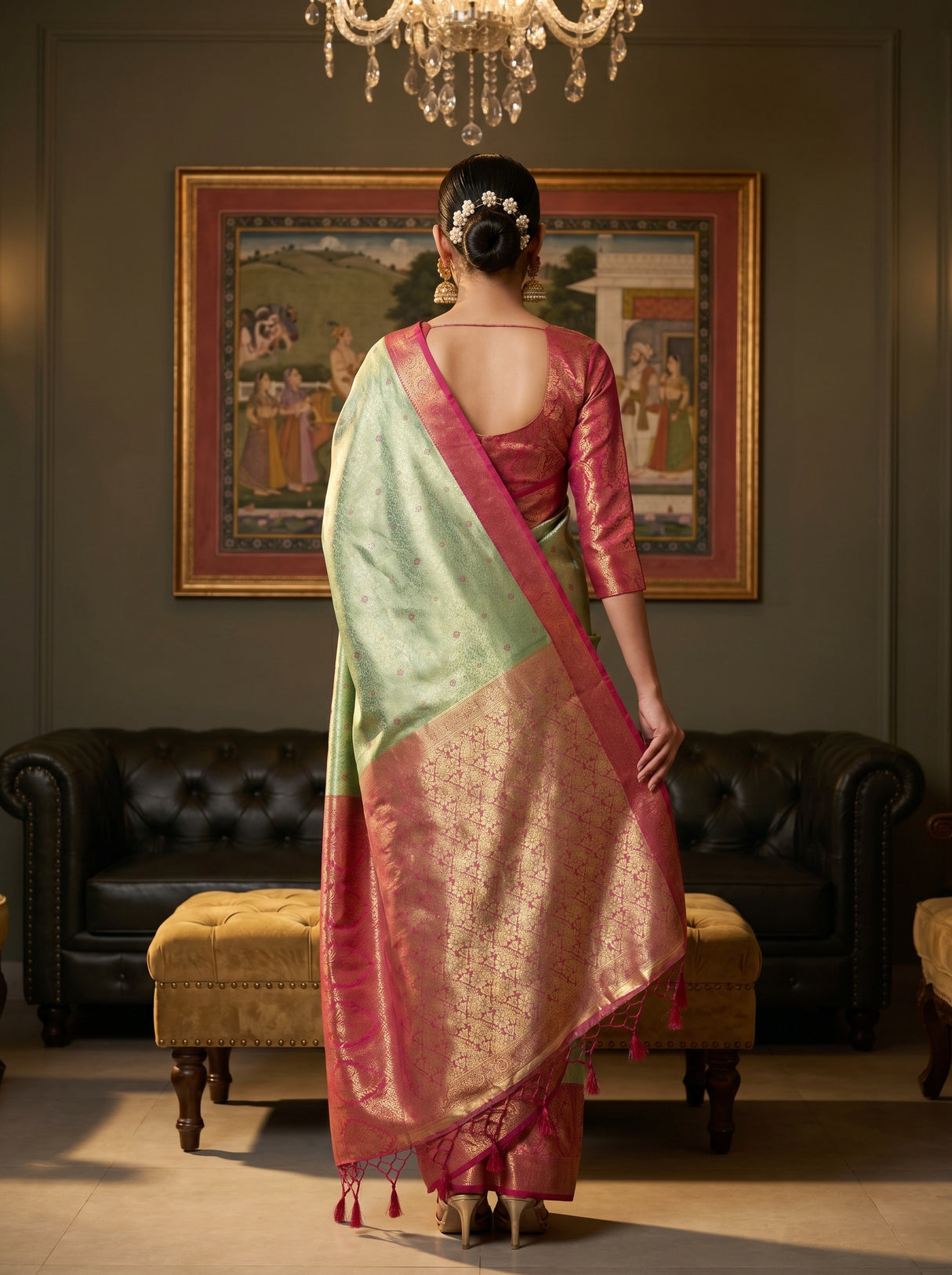 MIMOSA Rama Kanjivaram Art Silk Saree — Blouse Fabric
