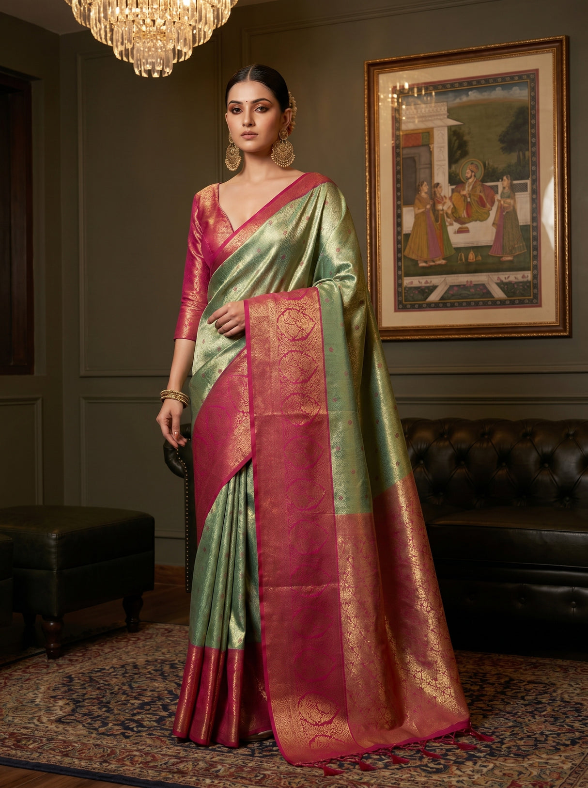 MIMOSA Rama Kanjivaram Art Silk Saree — pose 5 styling detail