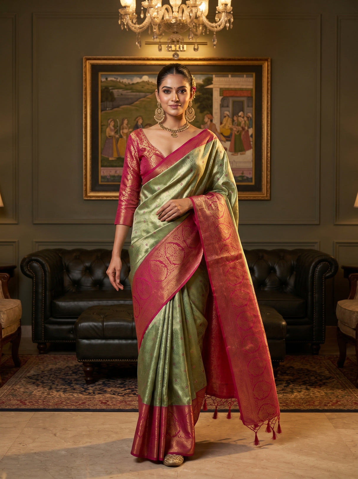MIMOSA Rama Kanjivaram Art Silk Saree — pose 6 styling detail