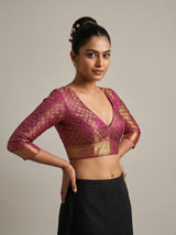MIMOSA Rama Kanjivaram Art Silk Saree — blouse close-up