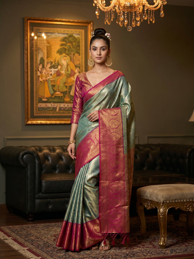 MIMOSA Saffire Kanjivaram Art Silk Saree — Mannequin View