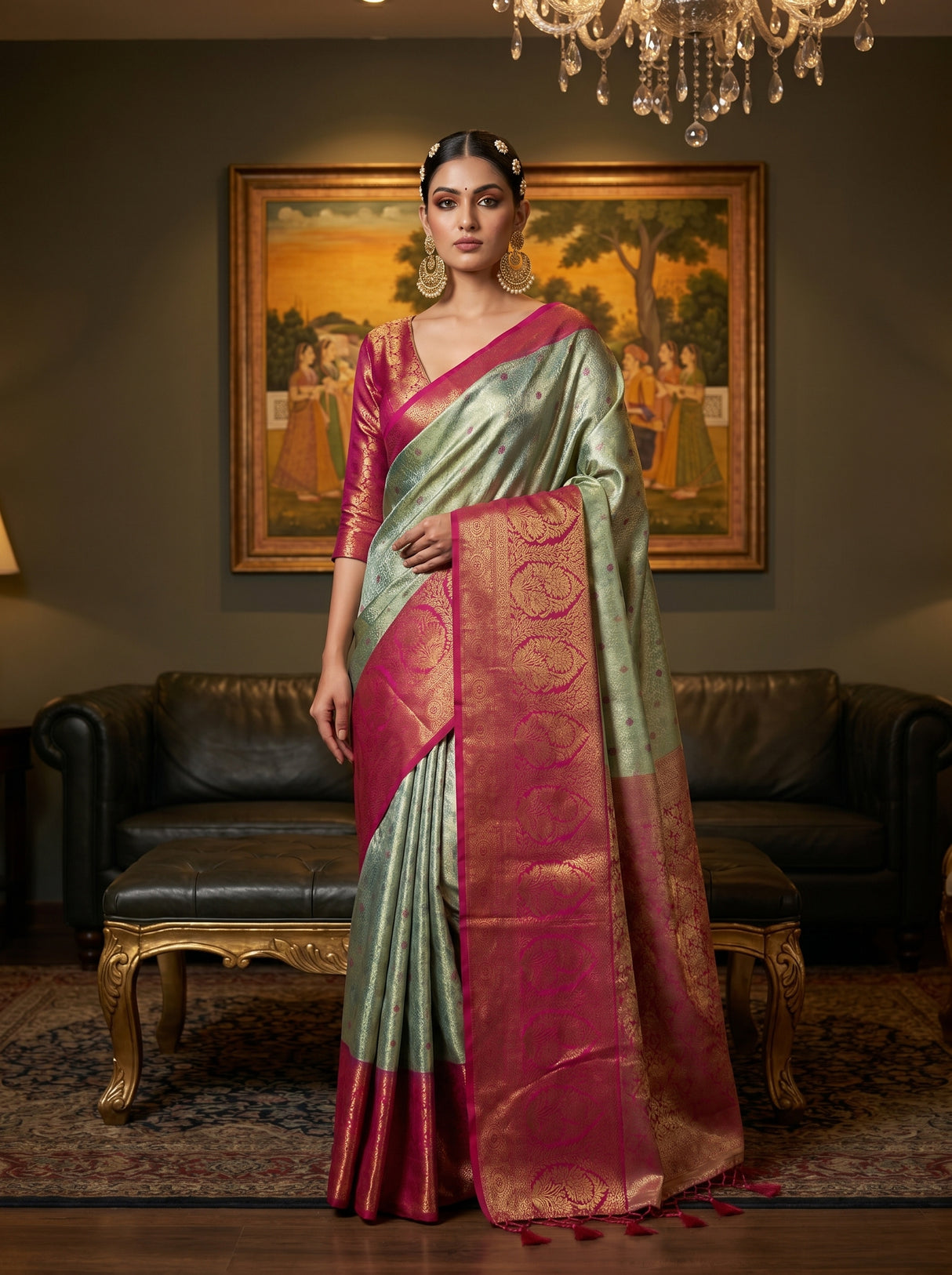 MIMOSA Saffire Kanjivaram Art Silk Saree — pose 10 styling detail