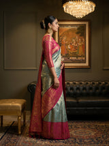 MIMOSA Saffire Kanjivaram Art Silk Saree — Full View on Model