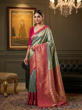 MIMOSA Saffire Kanjivaram Art Silk Saree — pose 5 styling detail