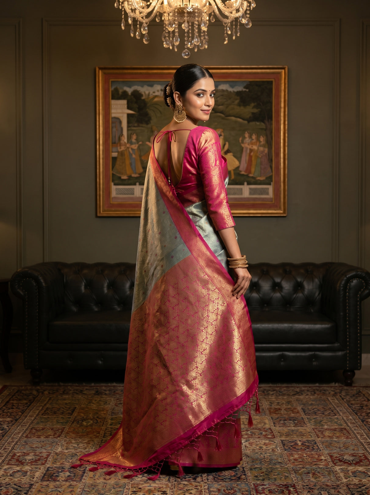 MIMOSA Saffire Kanjivaram Art Silk Saree — pose 9 styling detail