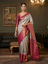 MIMOSA Violet Kanjivaram Art Silk Saree — Mannequin View