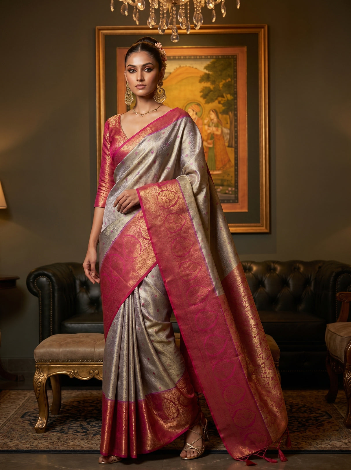 MIMOSA Violet Kanjivaram Art Silk Saree — Blouse Fabric