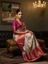 MIMOSA Violet Kanjivaram Art Silk Saree — pose 8 styling detail