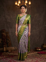 MIMOSA Purple Kanjivaram Art Silk Saree — AI Model lifestyle pose 1