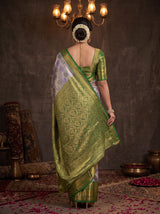 MIMOSA Purple Kanjivaram Art Silk Saree — saree shot pallu and body