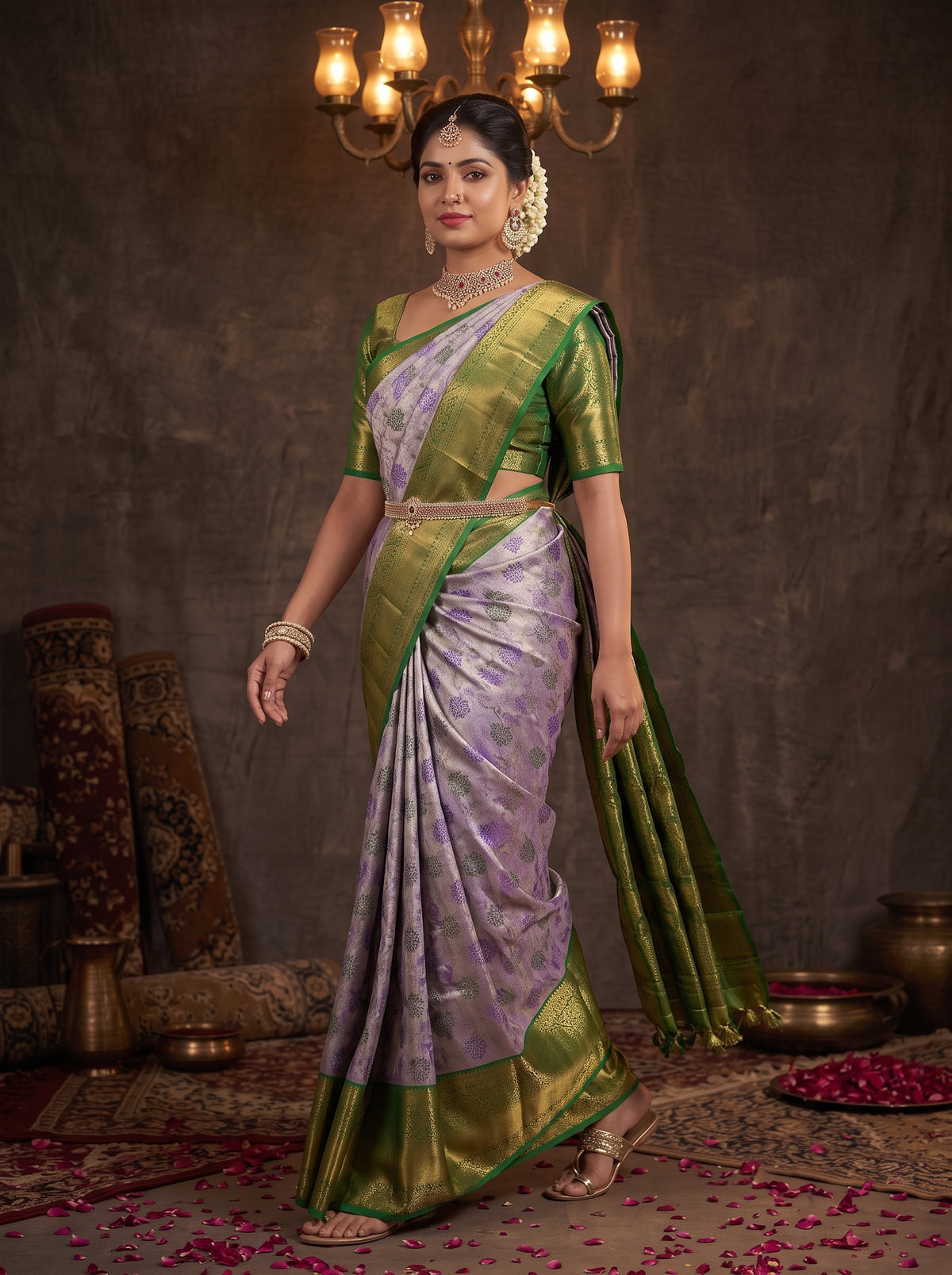 MIMOSA Purple Kanjivaram Art Silk Saree — pose 7 styling detail