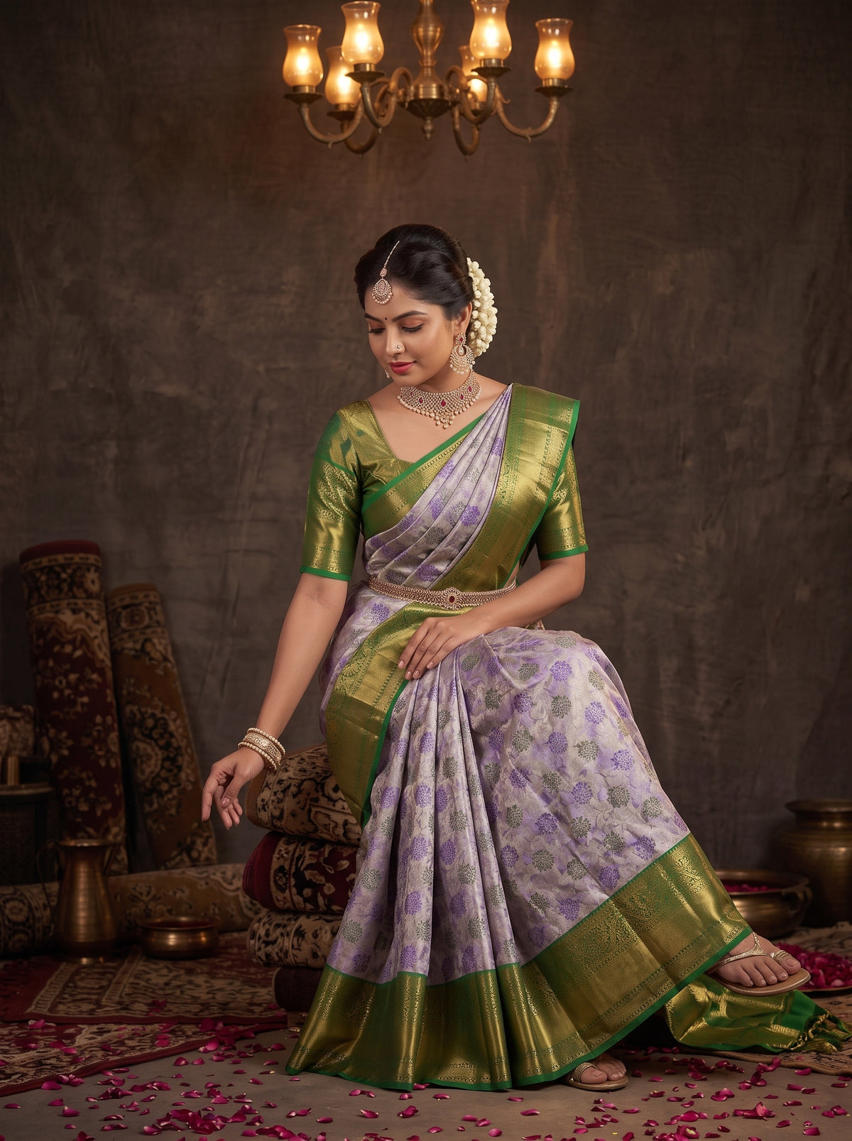 MIMOSA Purple Kanjivaram Art Silk Saree — pose 8 styling detail