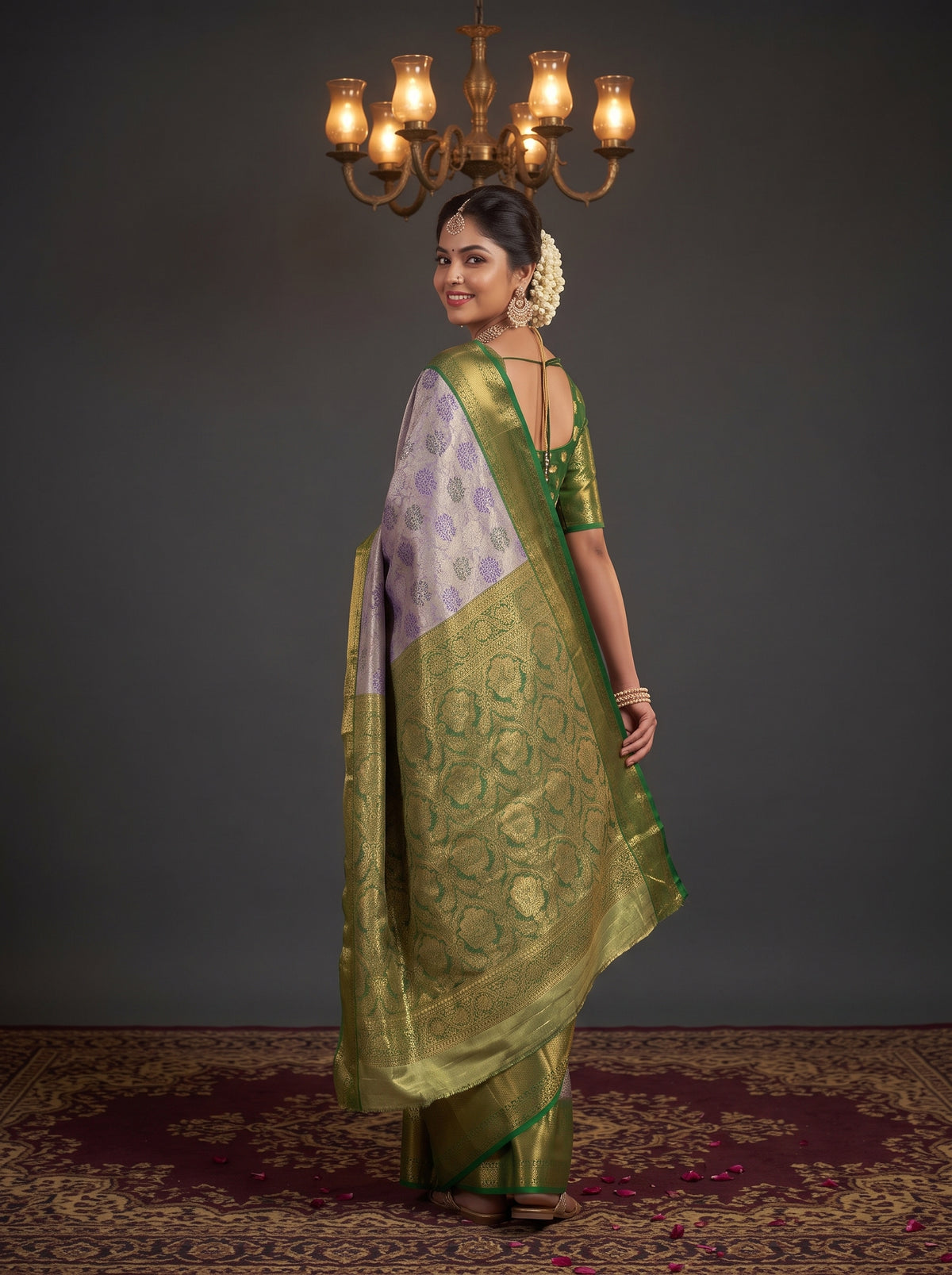 MIMOSA Purple Kanjivaram Art Silk Saree — pose 9 styling detail