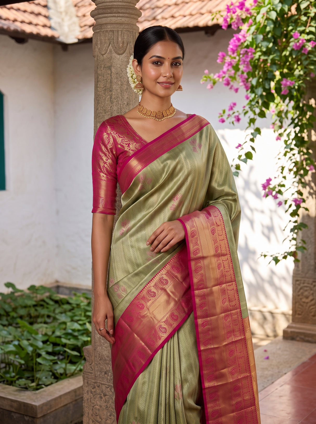 MIMOSA Green Saree Saree — pose 10 styling detail