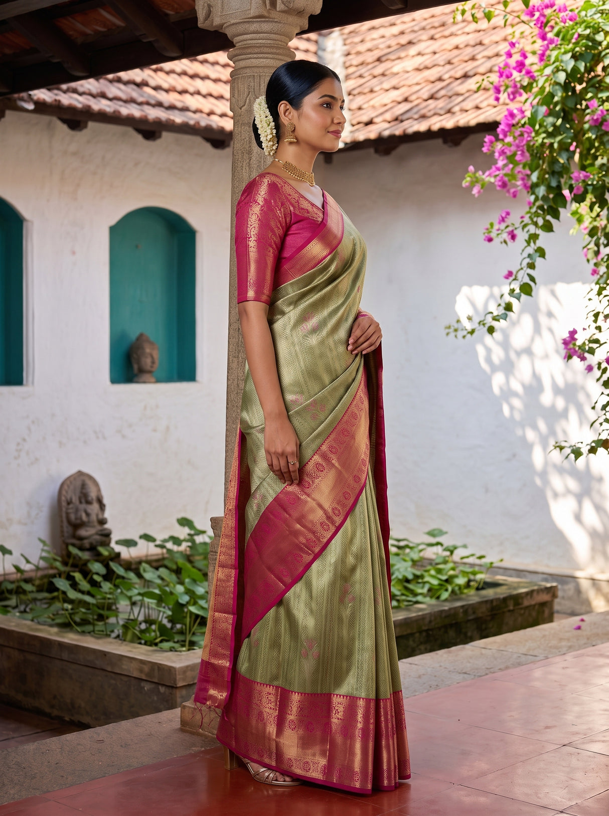 MIMOSA Green Saree Saree — pose 3 styling detail