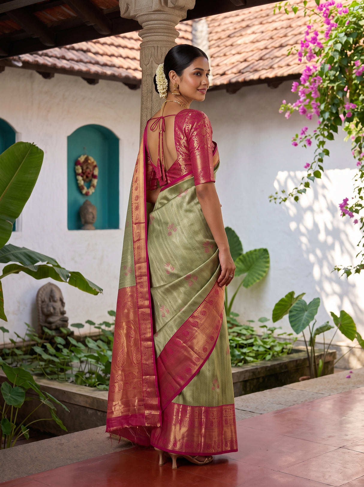 MIMOSA Green Saree Saree — pose 5 styling detail