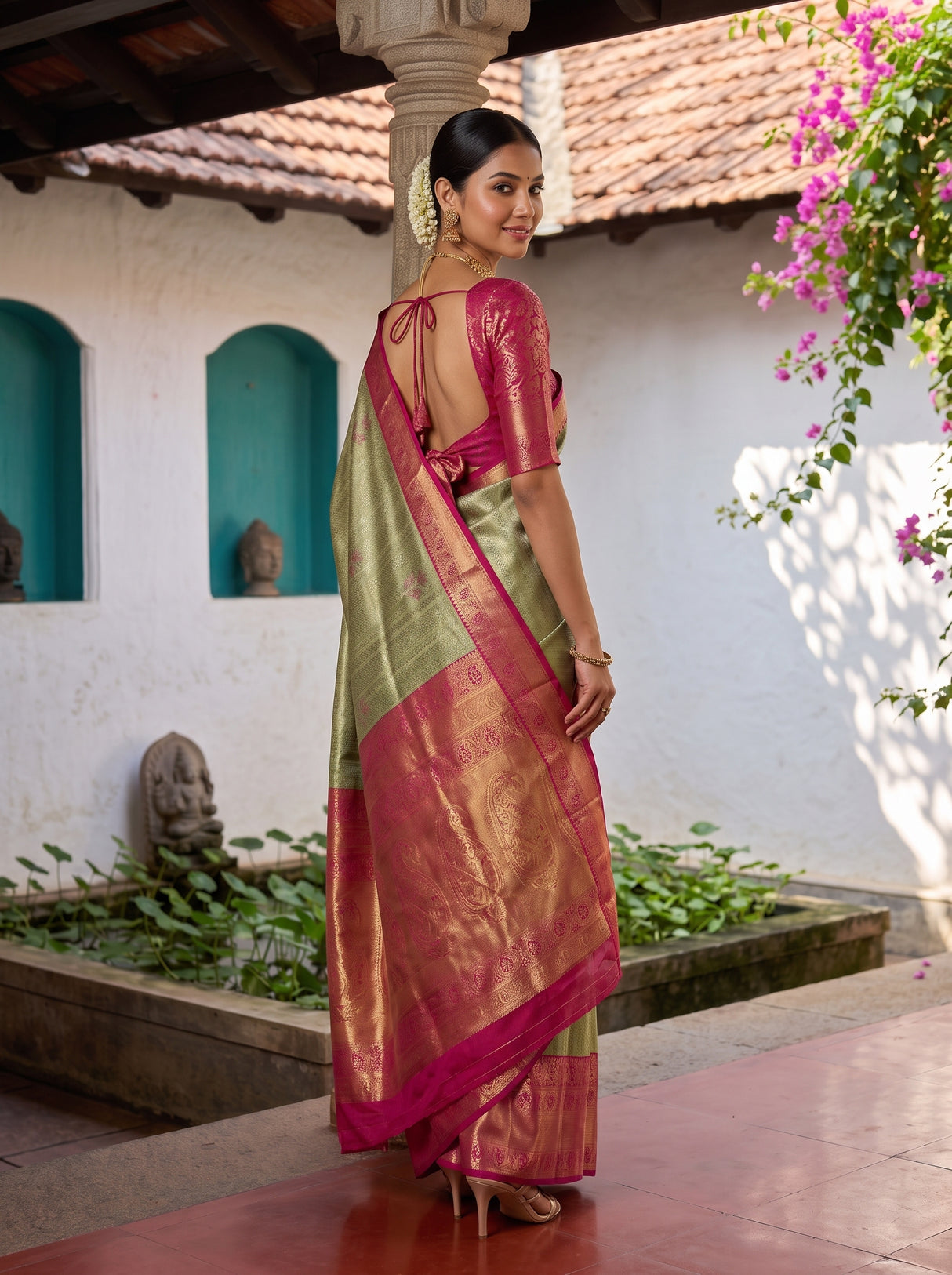 MIMOSA Green Saree Saree — pose 7 styling detail