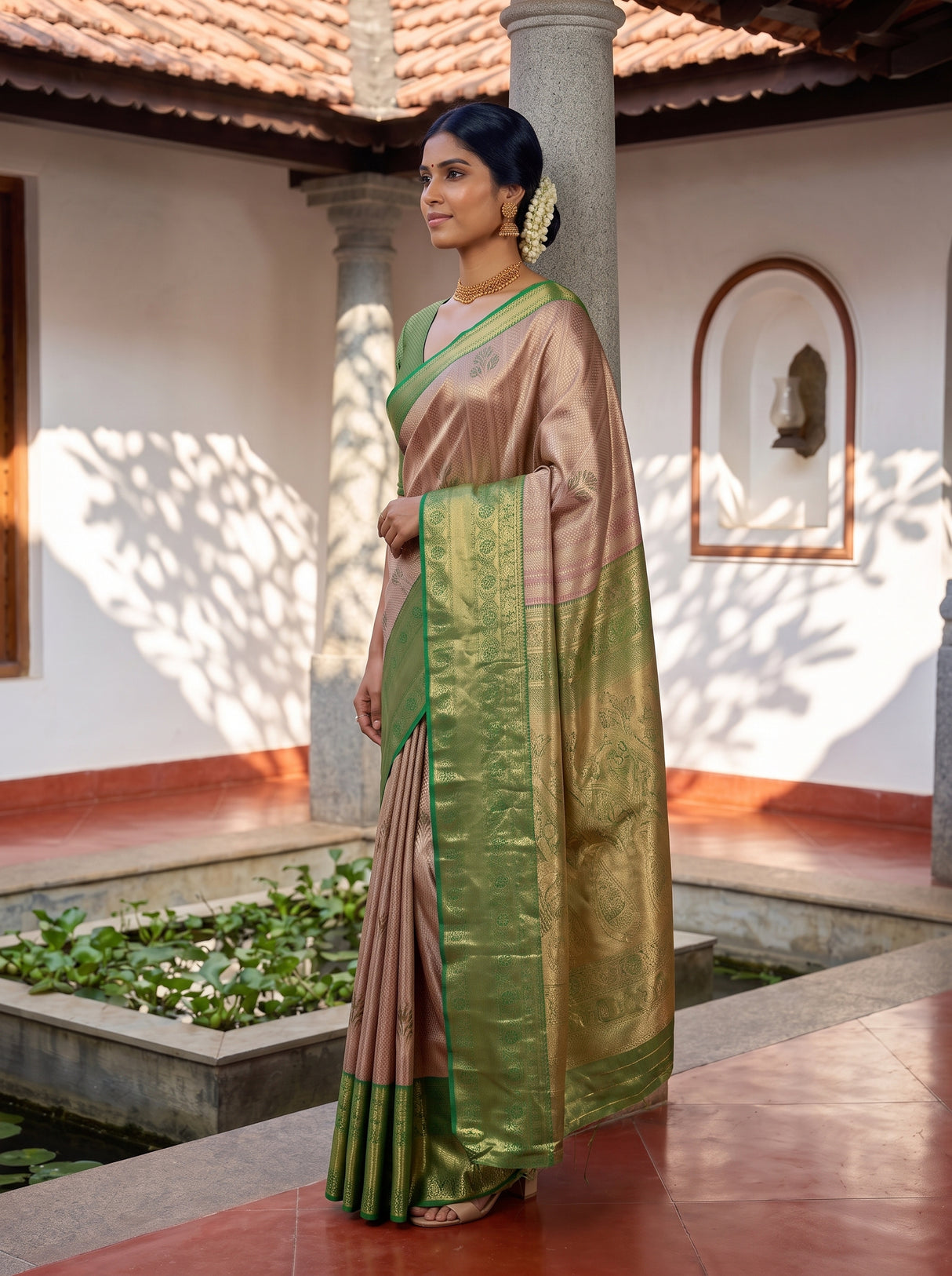 MIMOSA Maroon Saree Saree — pose 3 styling detail