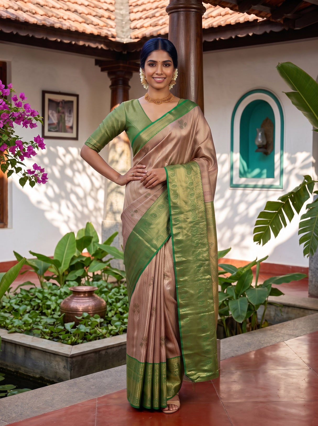 MIMOSA Maroon Saree Saree — pose 4 styling detail