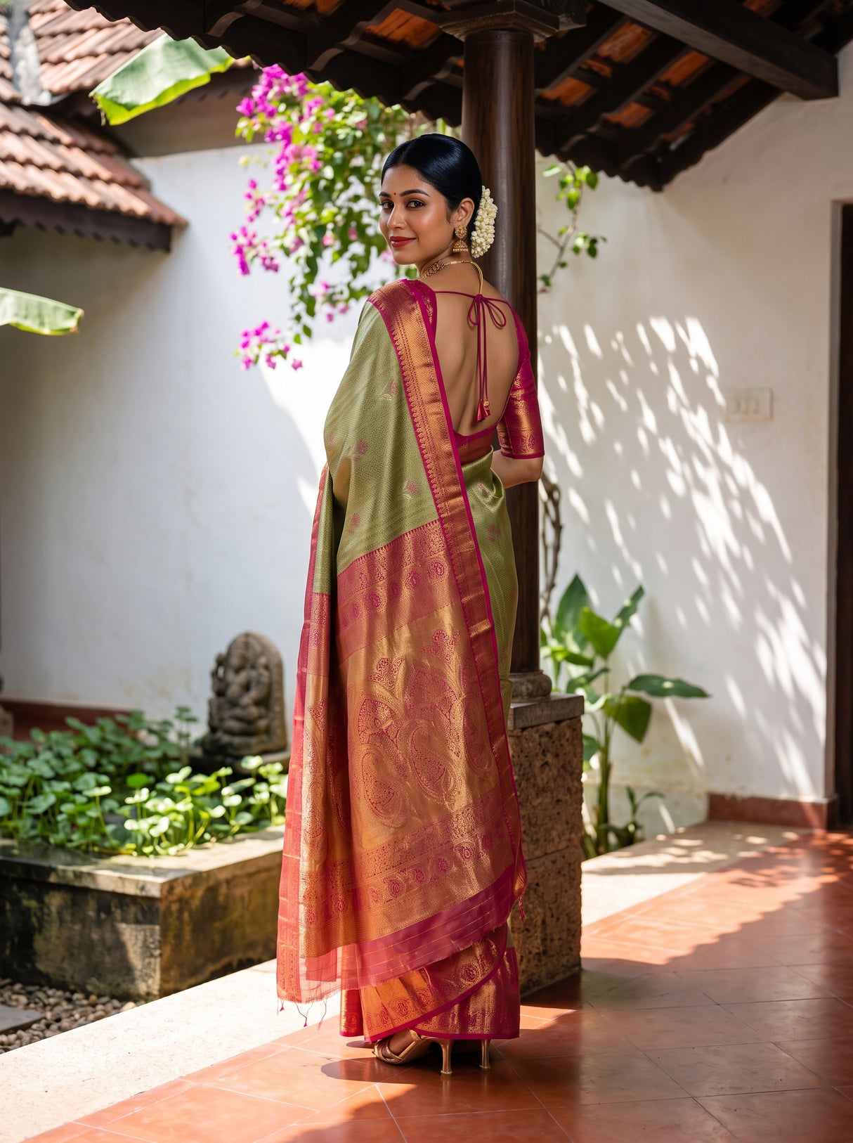 MIMOSA Olive Saree Saree — pose 7 styling detail