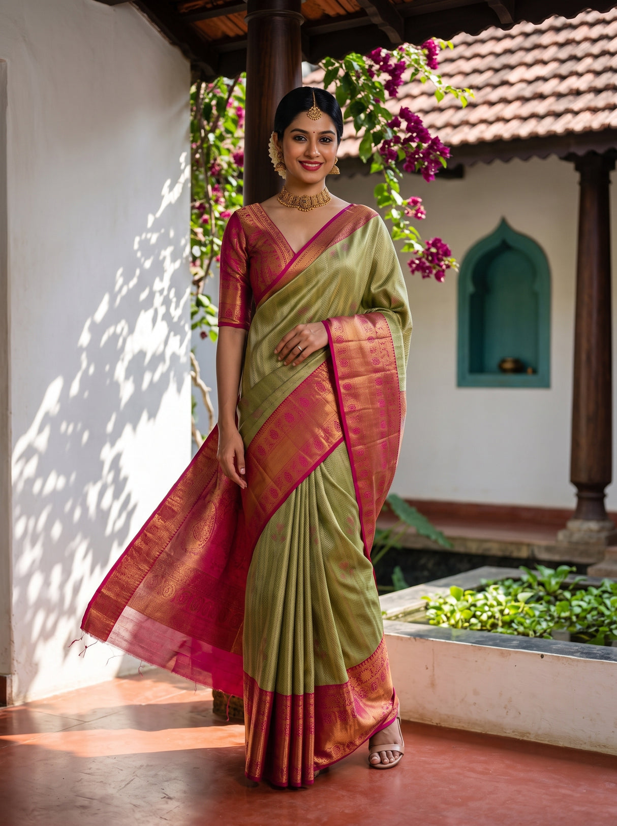 MIMOSA Olive Saree Saree — pose 9 styling detail