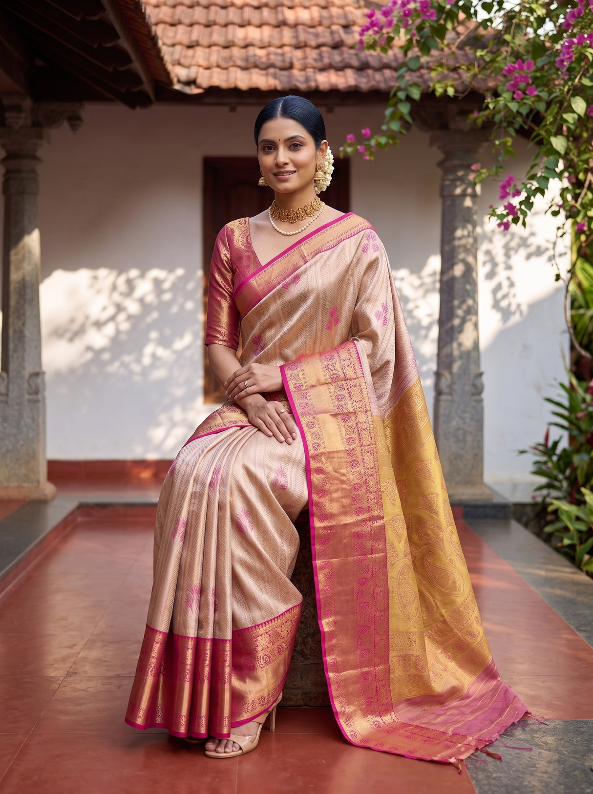 MIMOSA Pink Saree Saree — pose 8 styling detail
