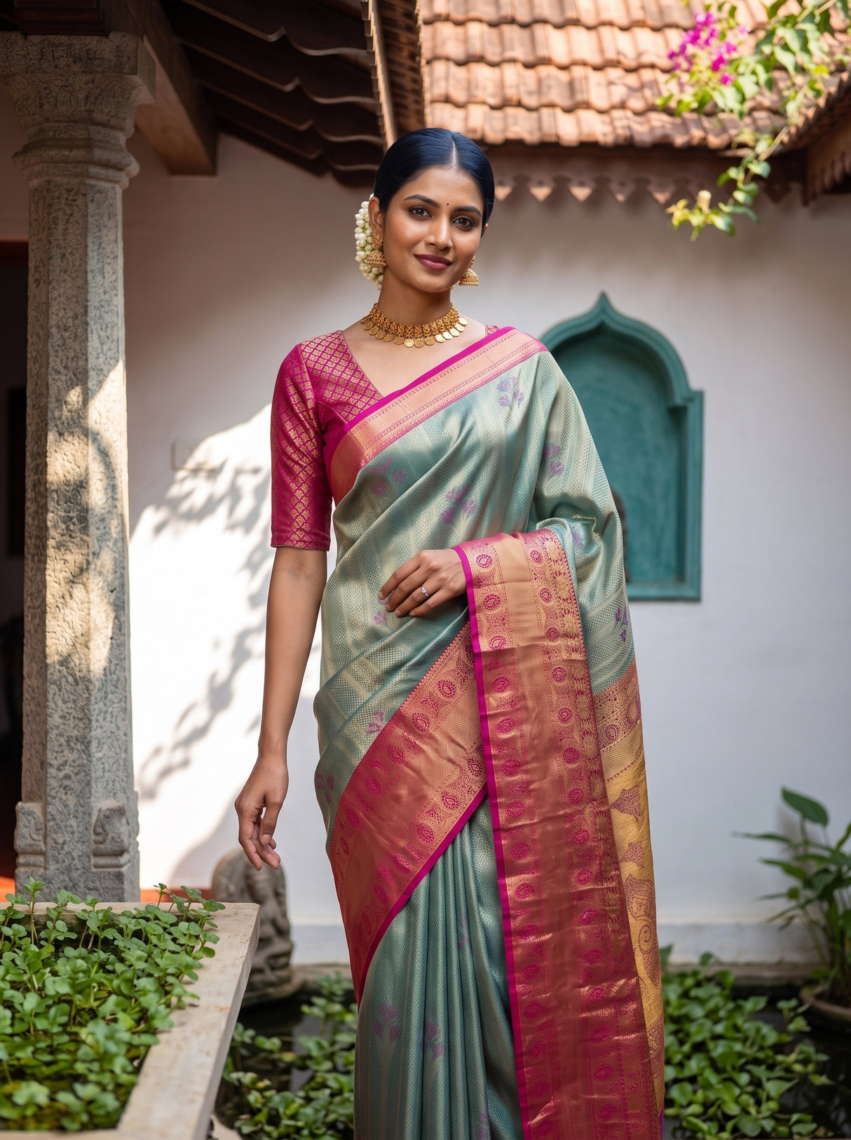 MIMOSA Sapphire Saree Saree — pose 10 styling detail