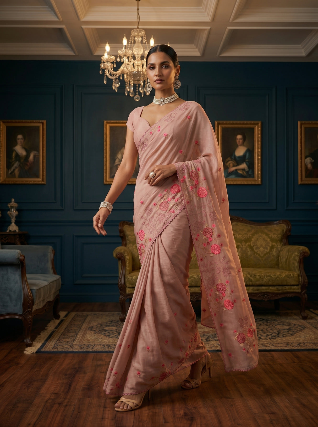MIMOSA Peach Saree Saree — pose 6 styling detail