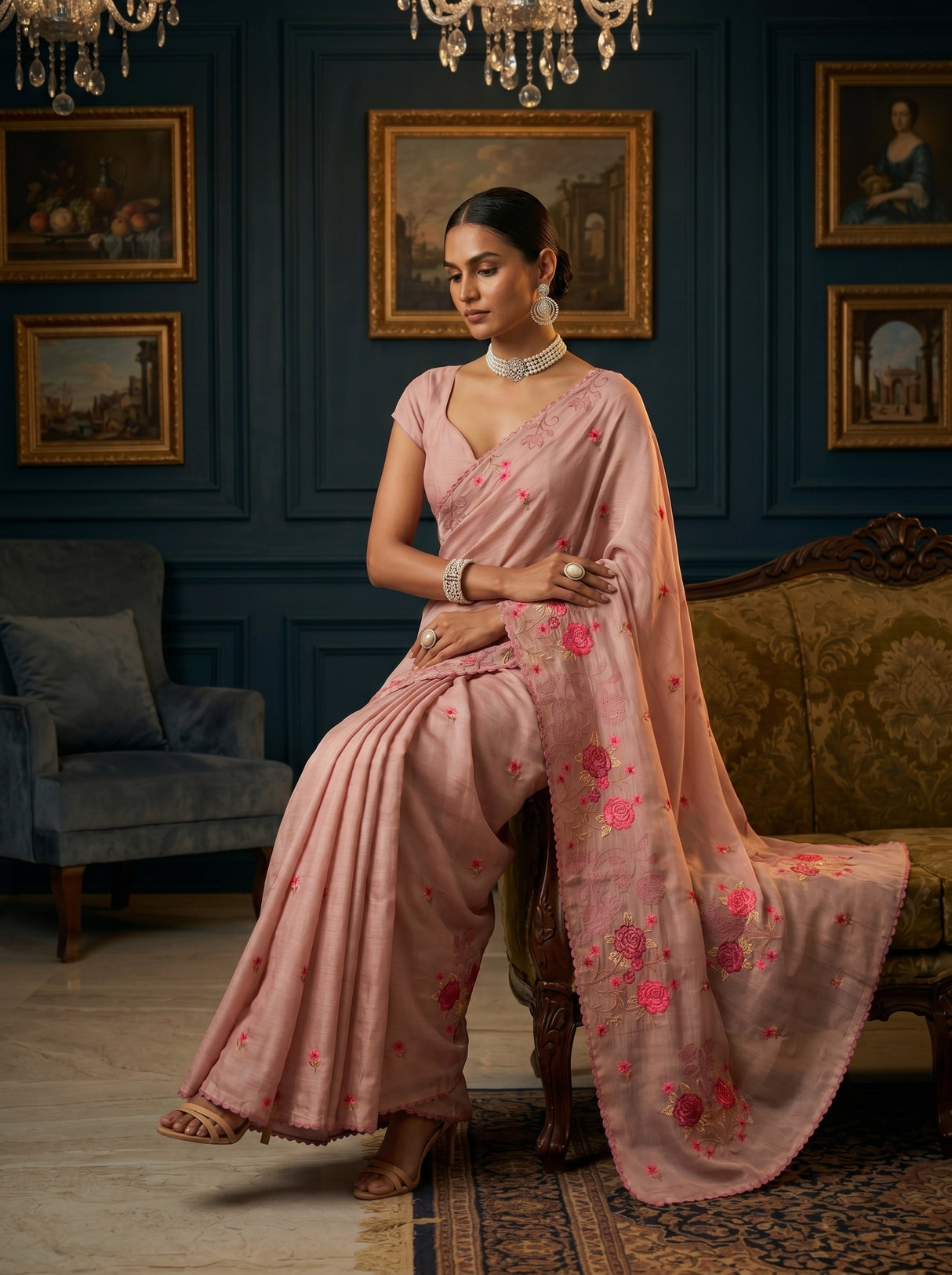 MIMOSA Peach Saree Saree — pose 8 styling detail