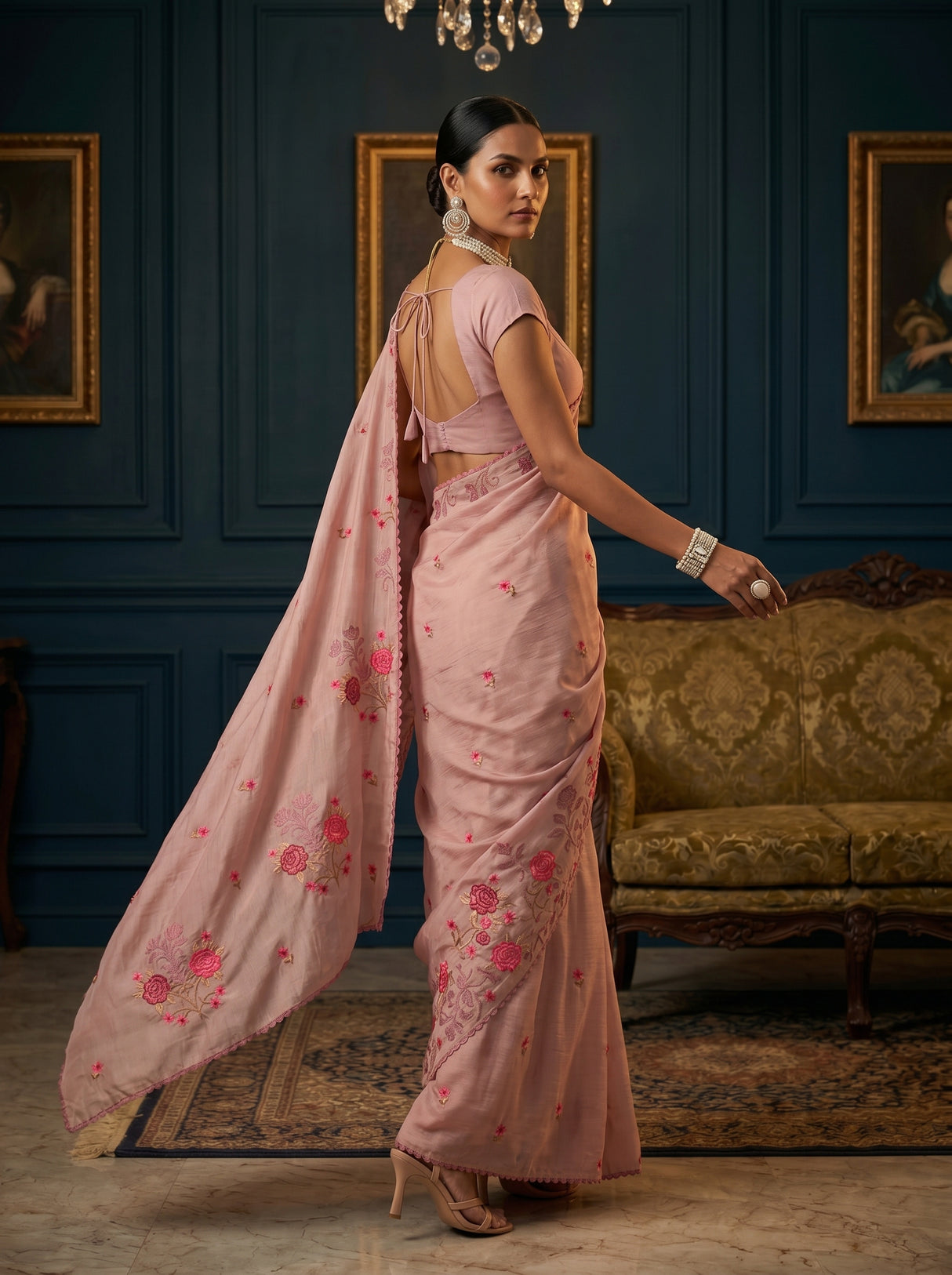 MIMOSA Peach Saree Saree — pose 9 styling detail