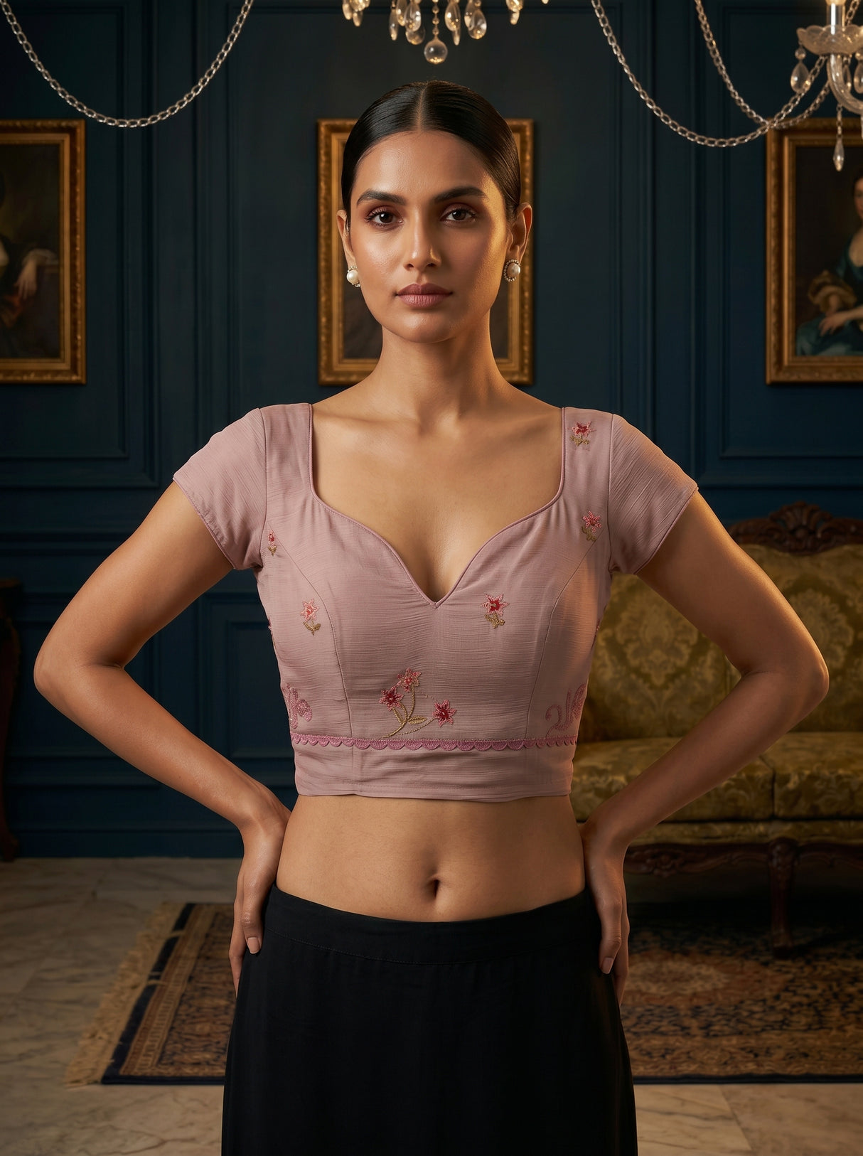 MIMOSA Peach Saree Saree — blouse close-up