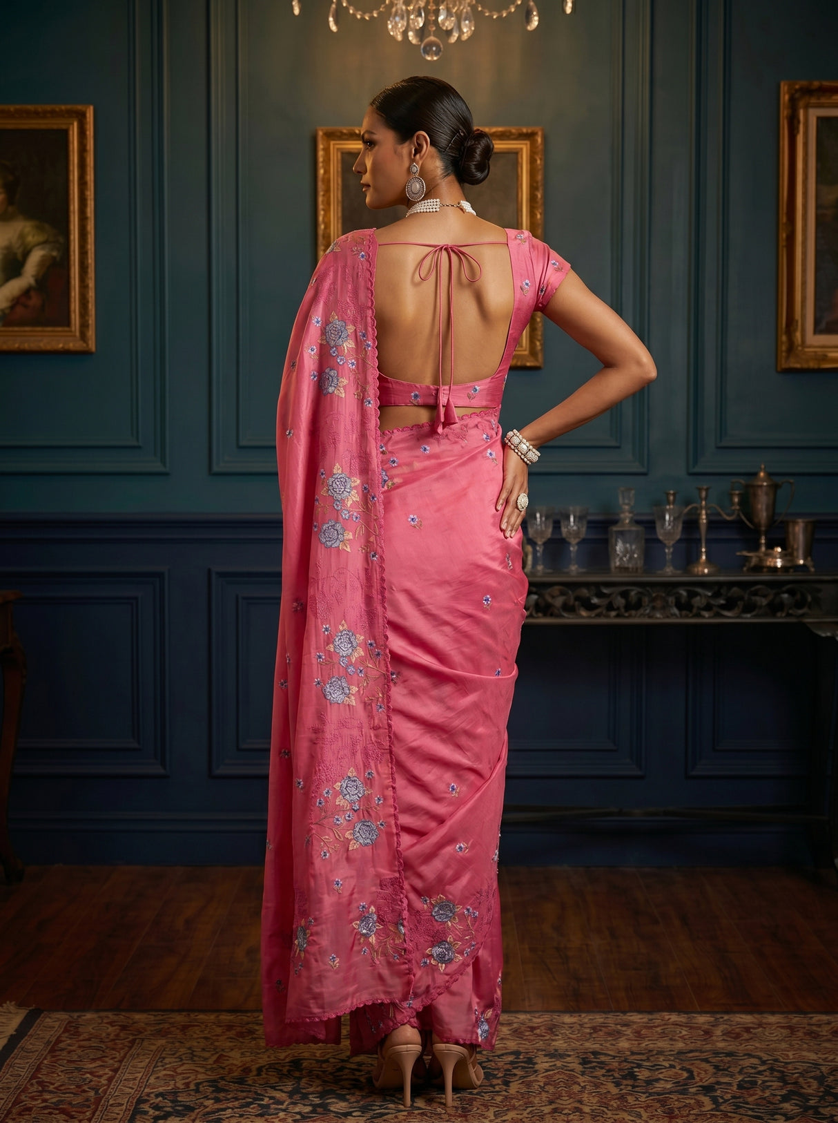 MIMOSA Pink Saree Saree — pose 2 styling detail