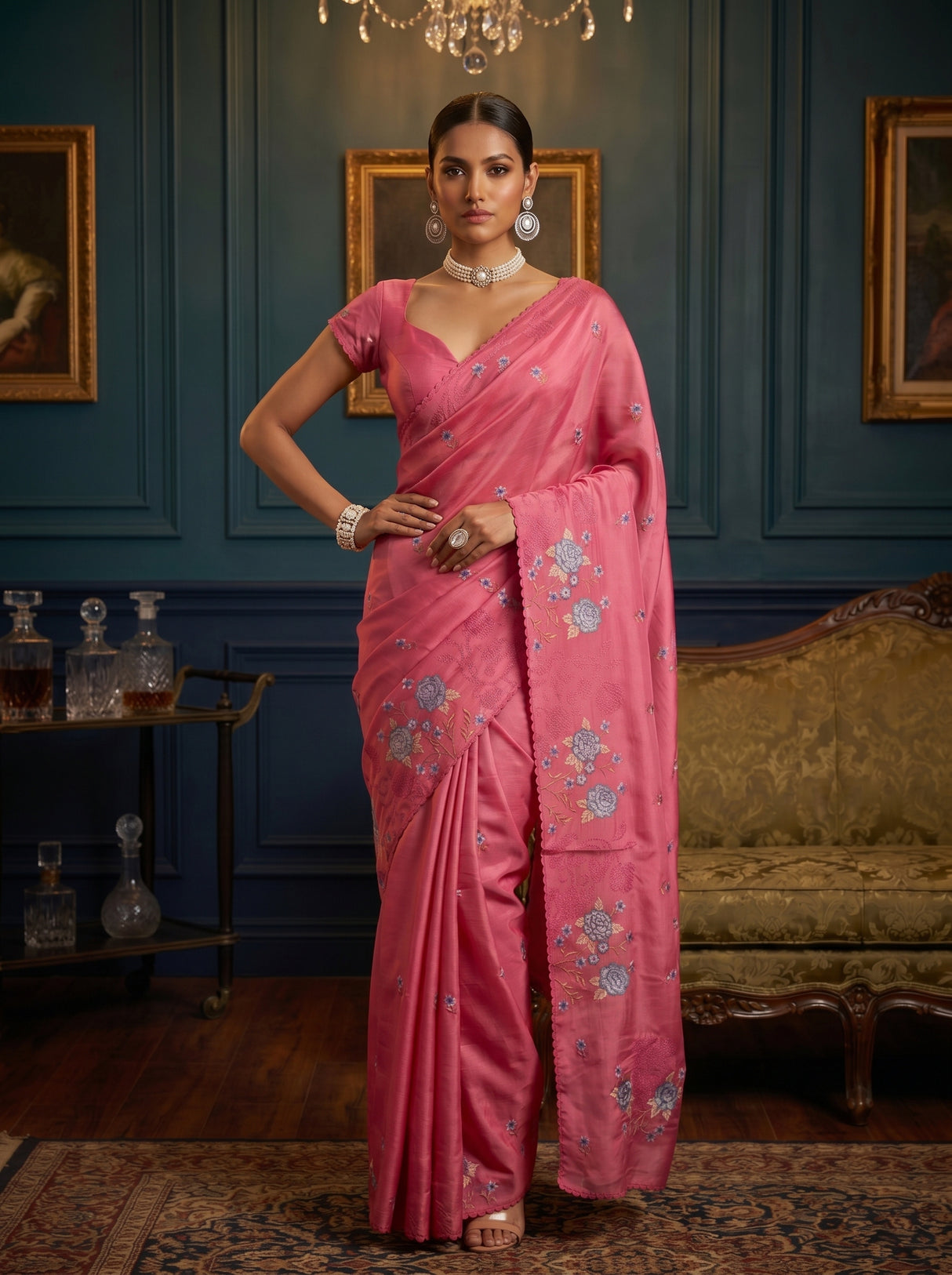 MIMOSA Pink Saree Saree — pose 4 styling detail