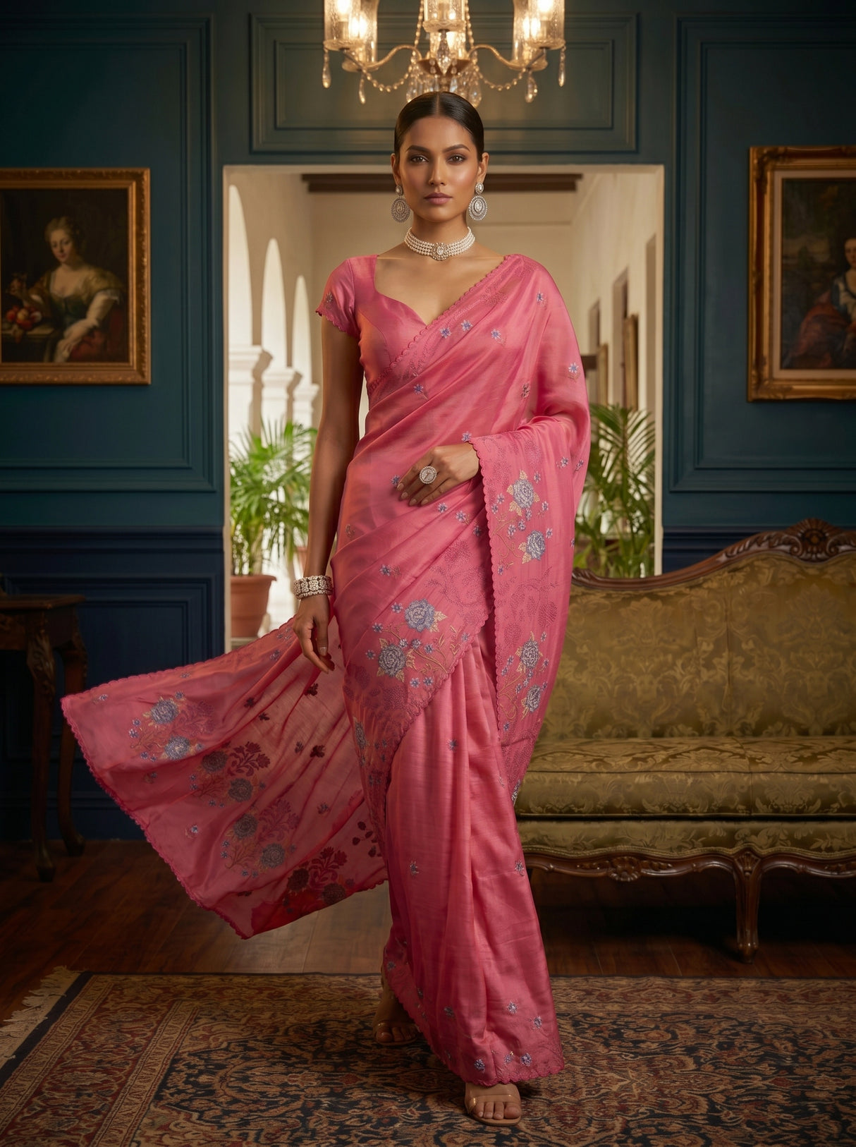 MIMOSA Pink Saree Saree — pose 6 styling detail