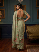 MIMOSA Pista Saree Saree — pose 2 styling detail