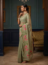 MIMOSA Pista Saree Saree — pose 3 styling detail