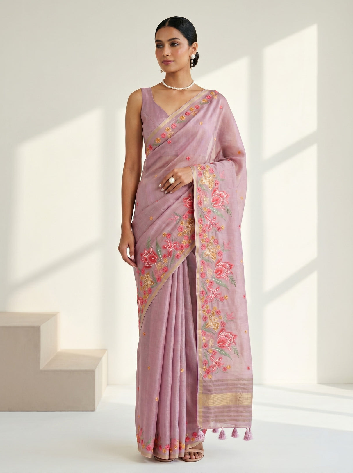 Pink  Saree