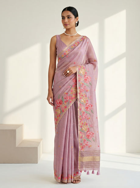 Pink  Saree