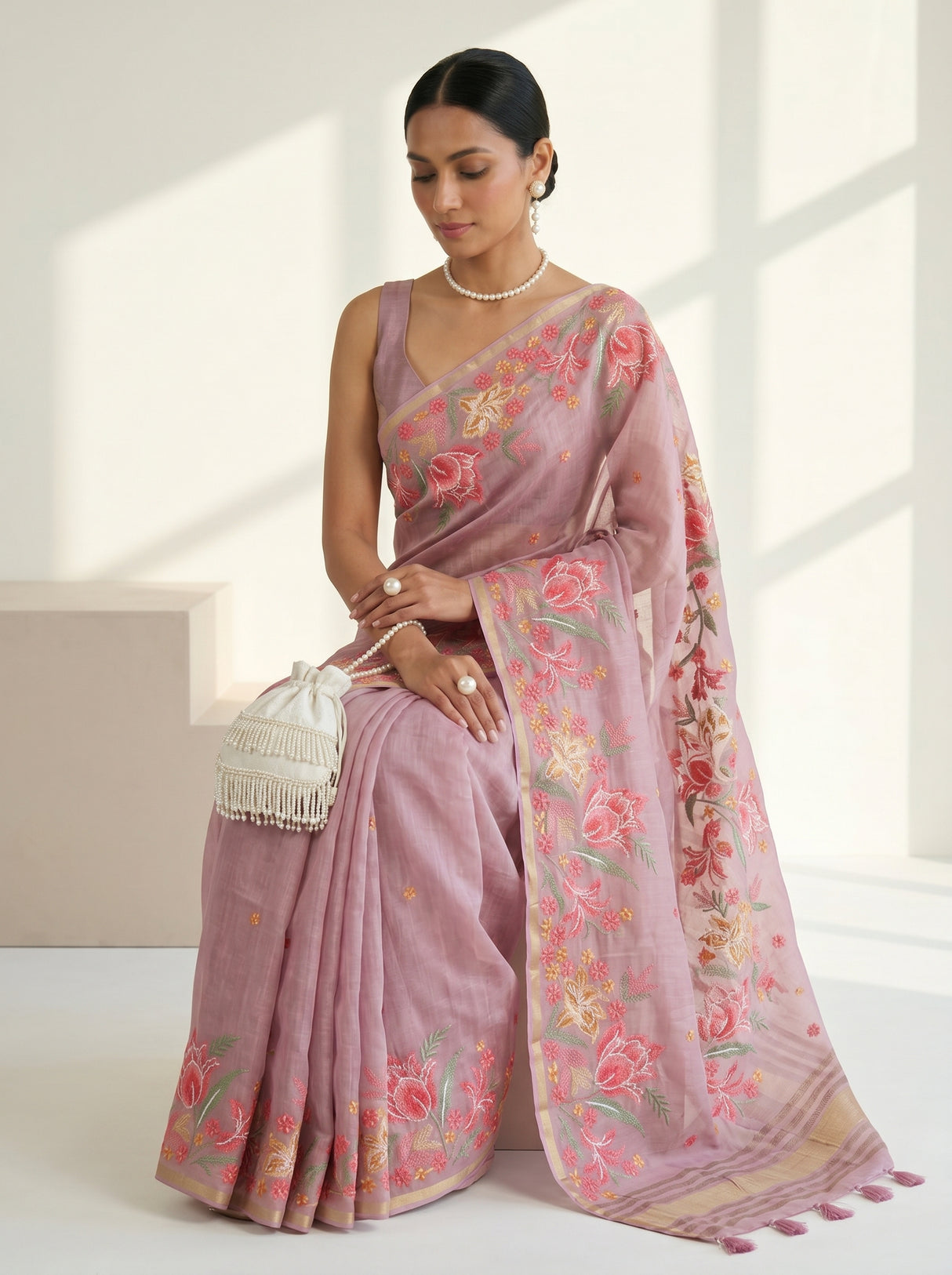 MIMOSA Pink Saree Saree — pose 10 styling detail