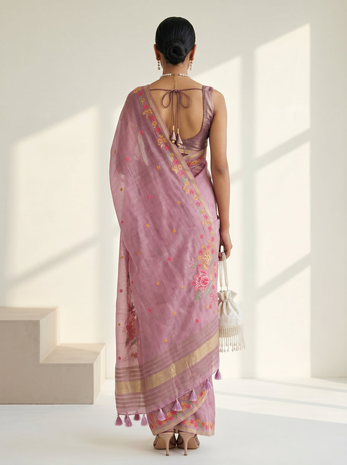 MIMOSA Pink Saree Saree — pose 2 styling detail