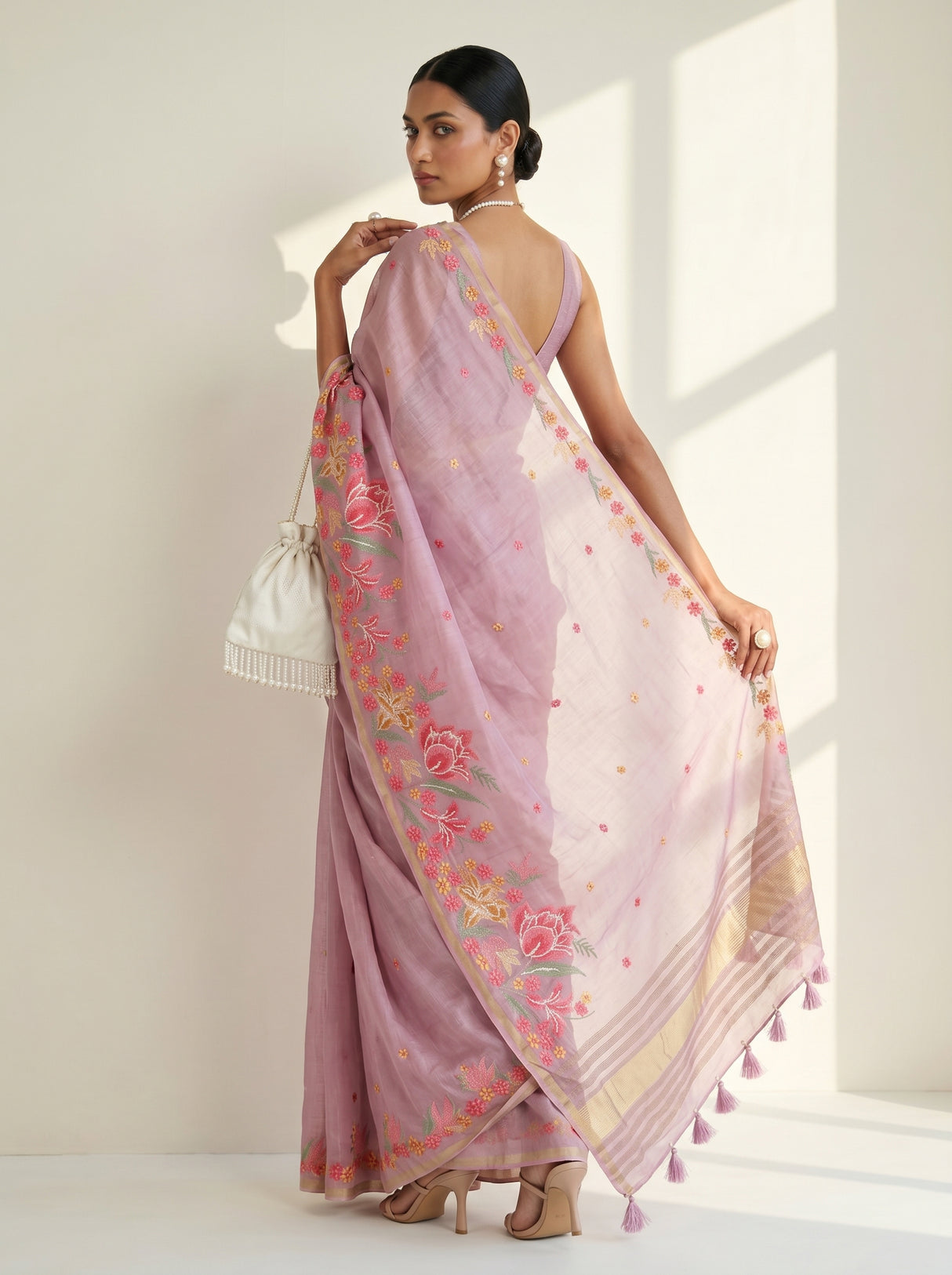 MIMOSA Pink Saree Saree — pose 7 styling detail