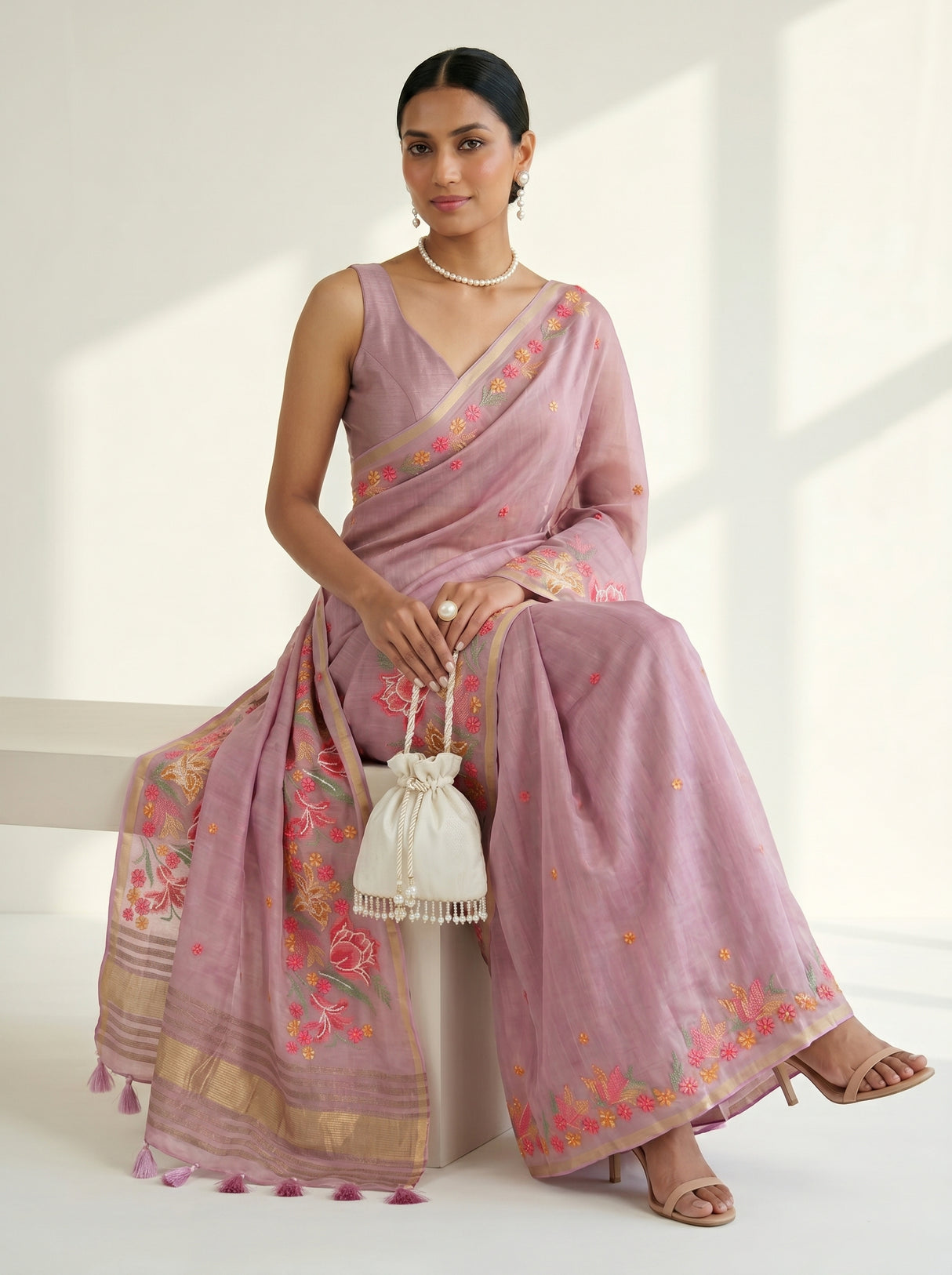 MIMOSA Pink Saree Saree — pose 8 styling detail