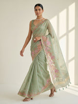 MIMOSA Pista Saree Saree — pose 6 styling detail